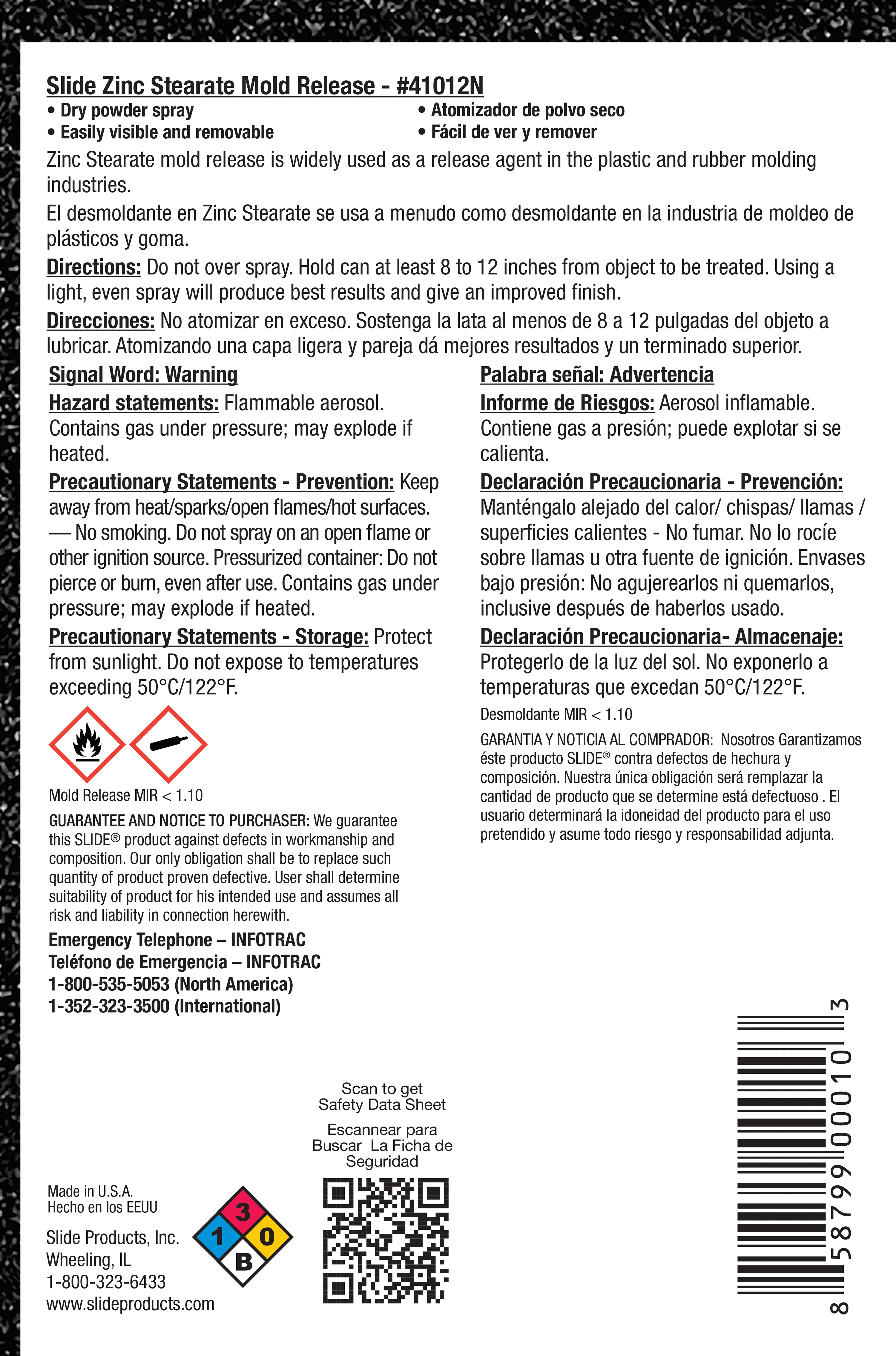 SLIDE® 41012N Zinc Stearate Mold Release