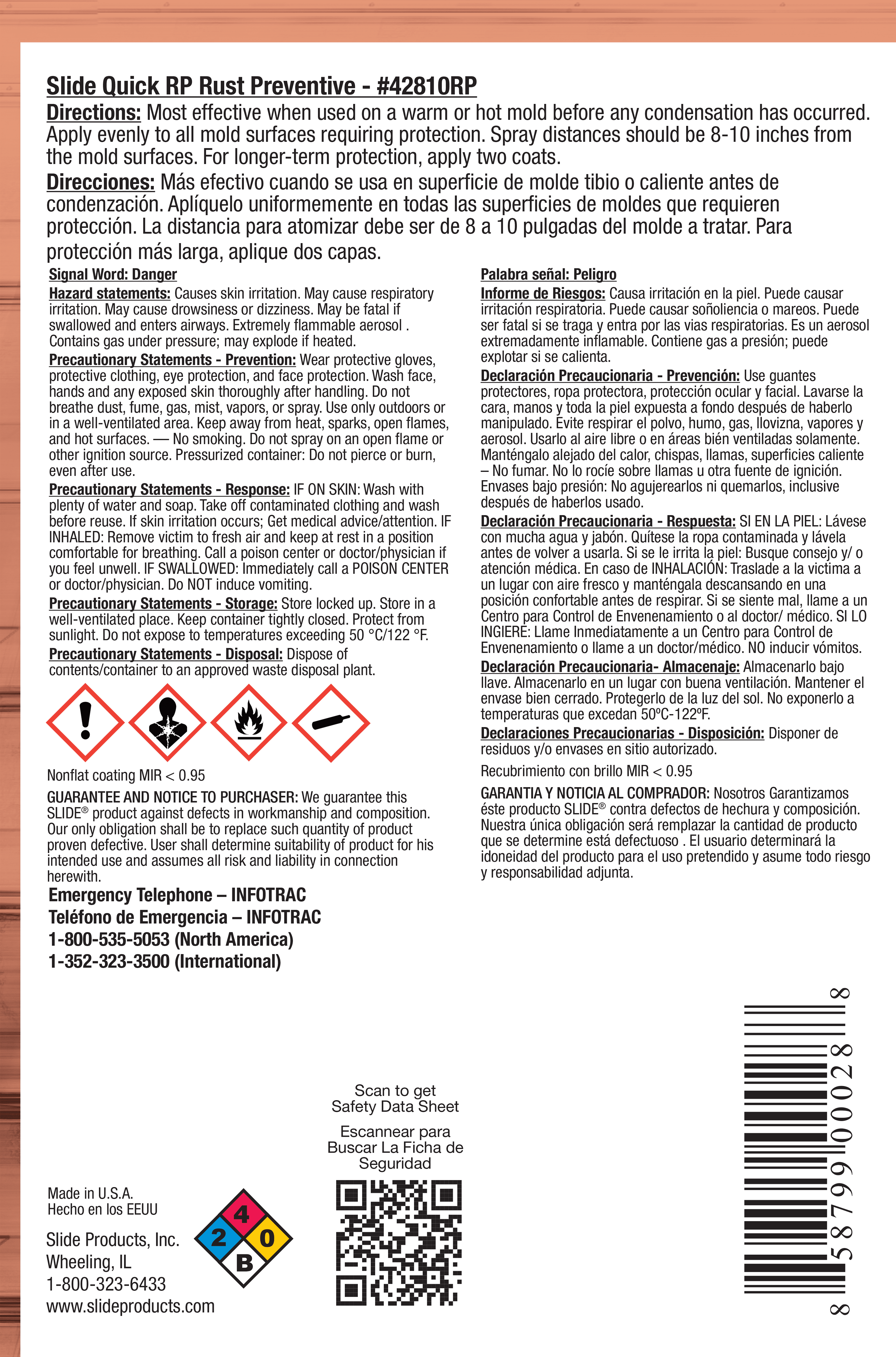 SLIDE® 42810RP Quick RP Rust Preventive with Red Dye Indicator