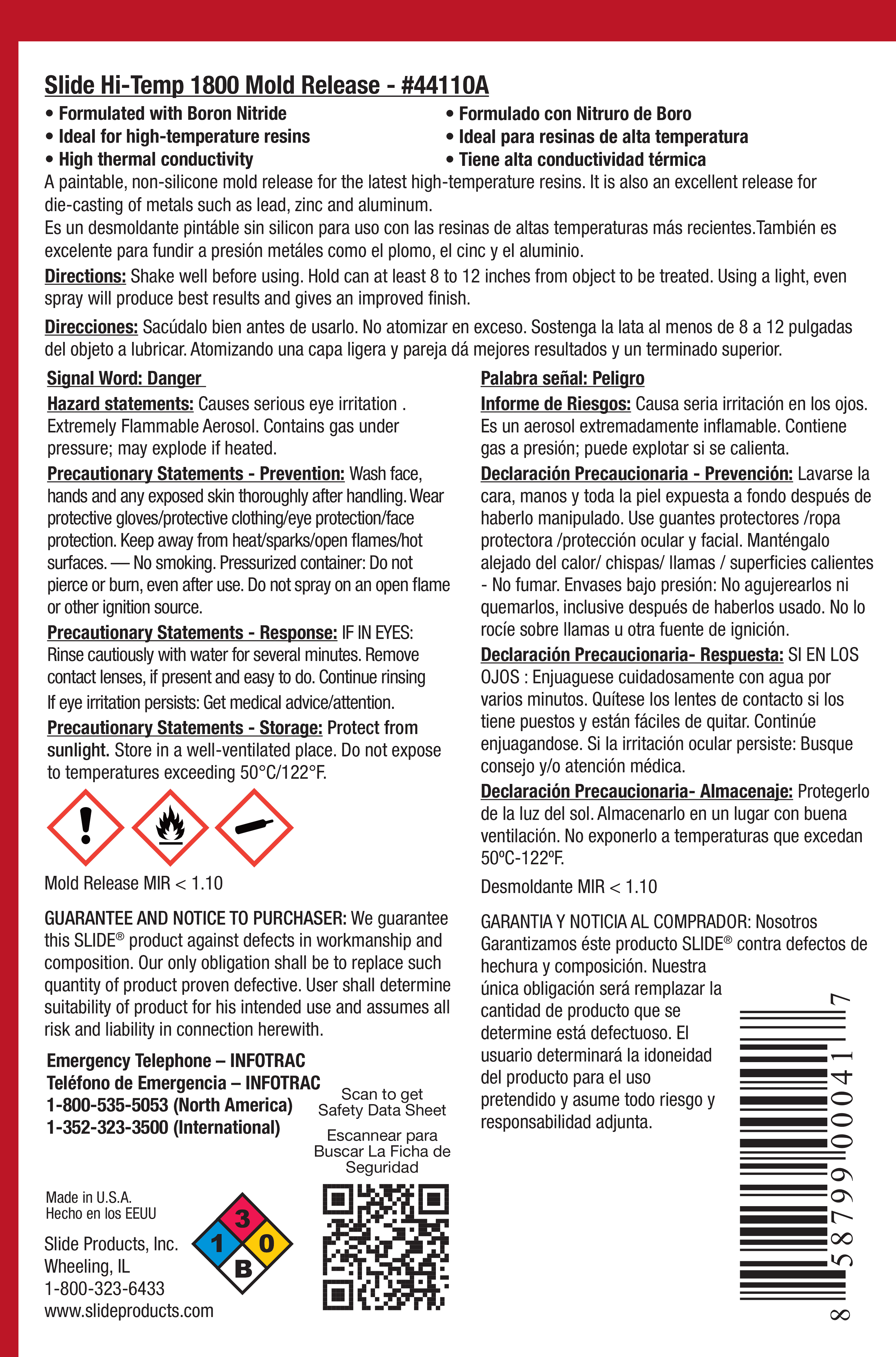 SLIDE® 44110A Hi-Temp 1800 Mold Release