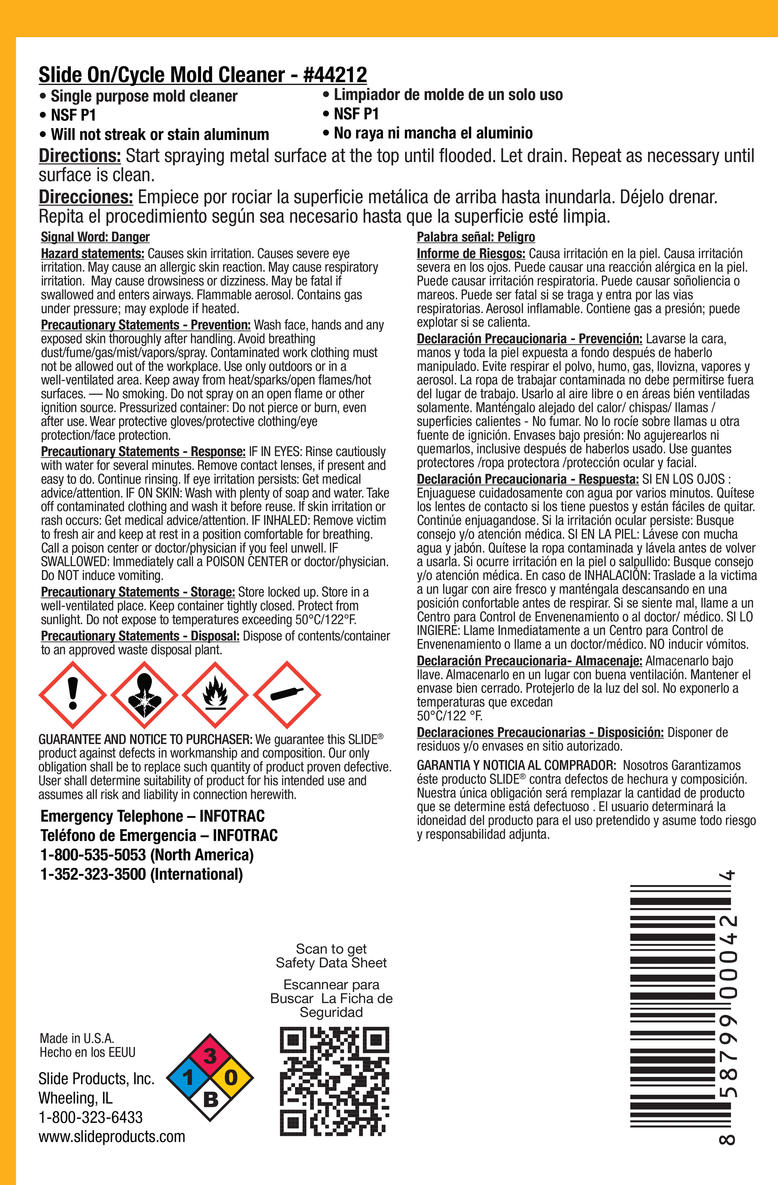 SLIDE® 44212 On/Cycle Mold Cleaner