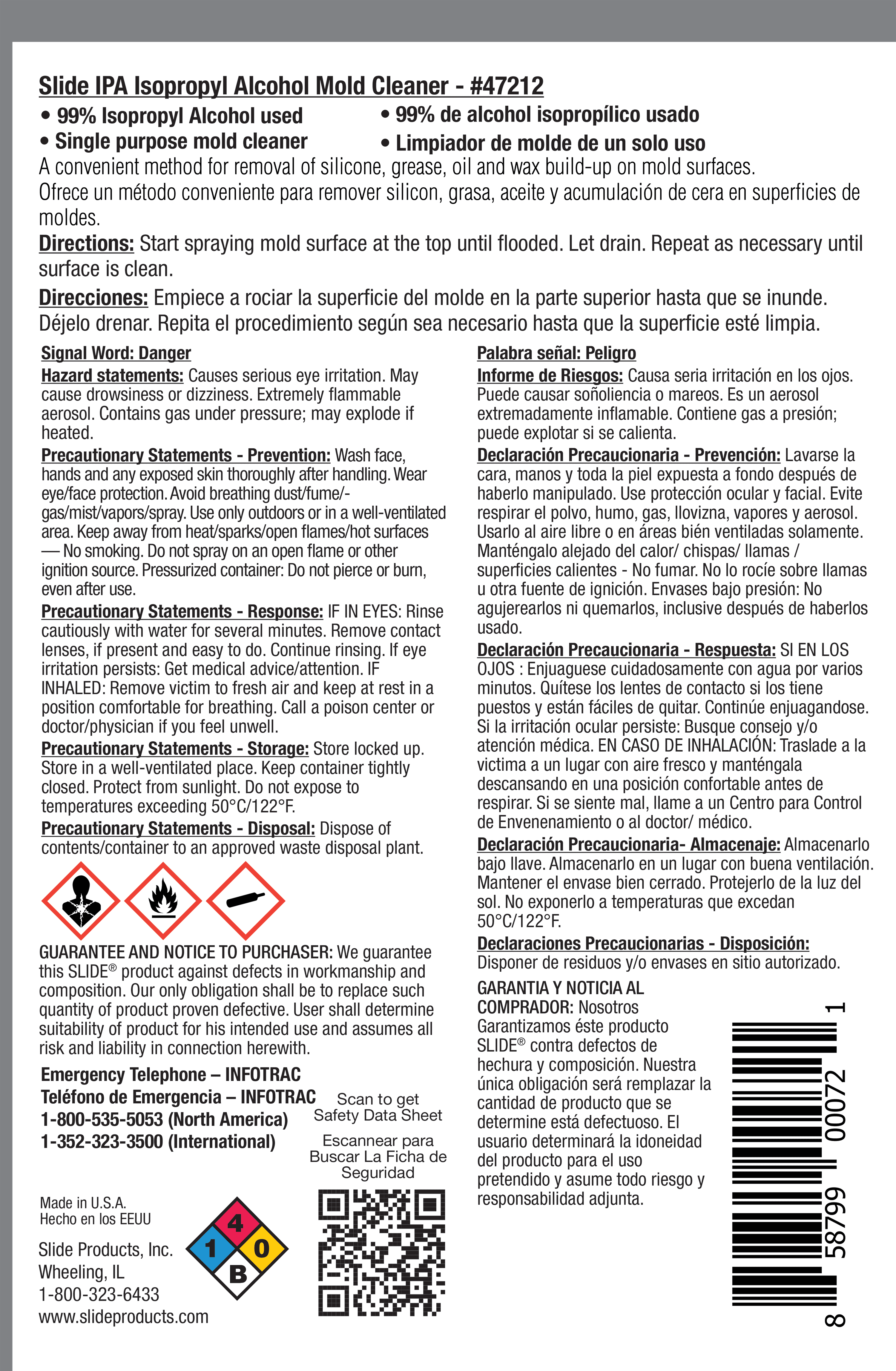 SLIDE® 47212 IPA Isopropyl Alcohol Mold Cleaner