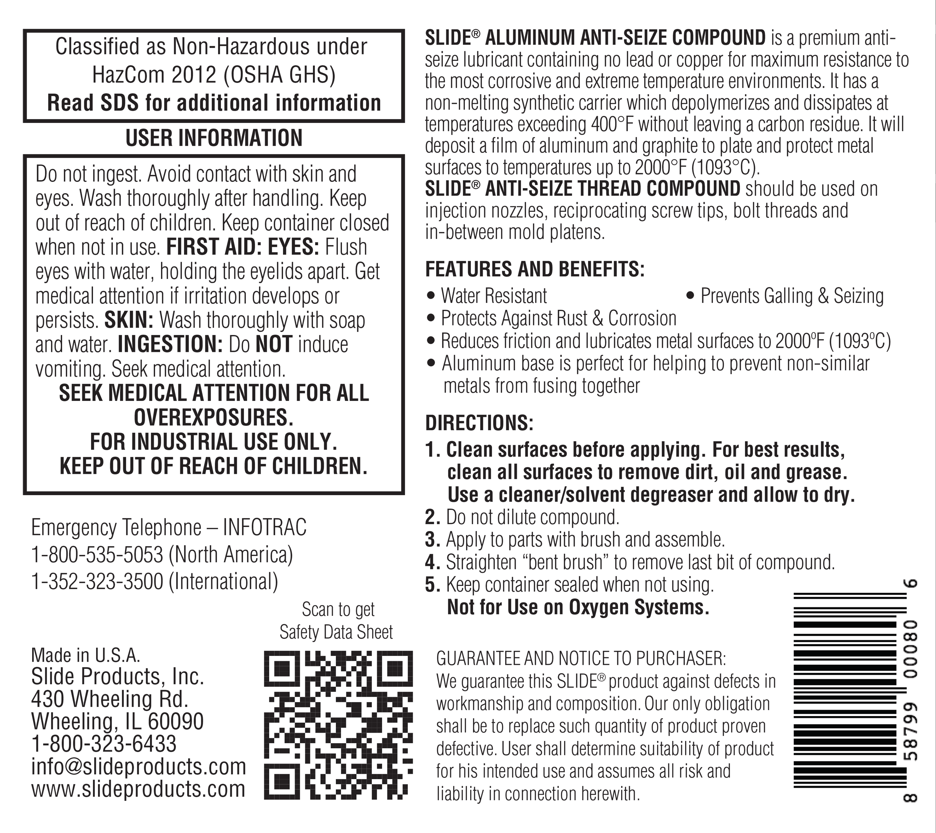 SLIDE® 48002, 48008 Aluminum Anti-Seize Compound