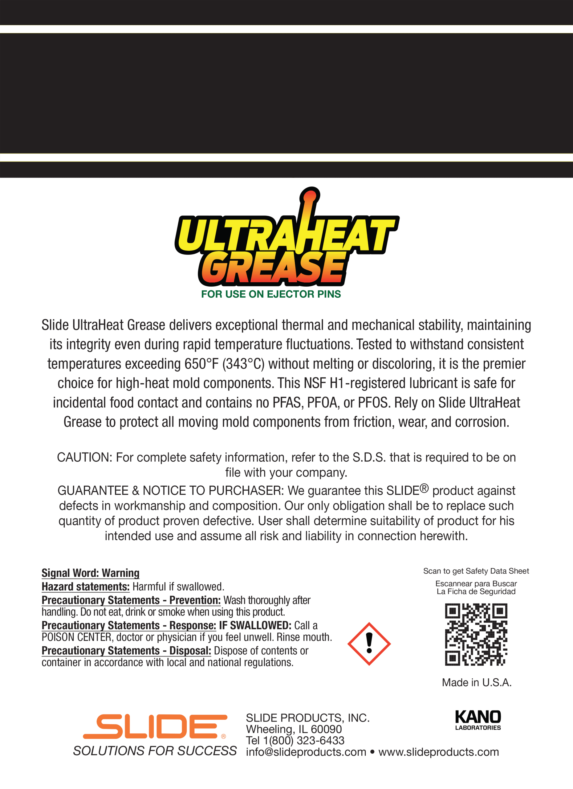 SLIDE® 48300T UltraHeat Grease, High-Temperature Lubricant