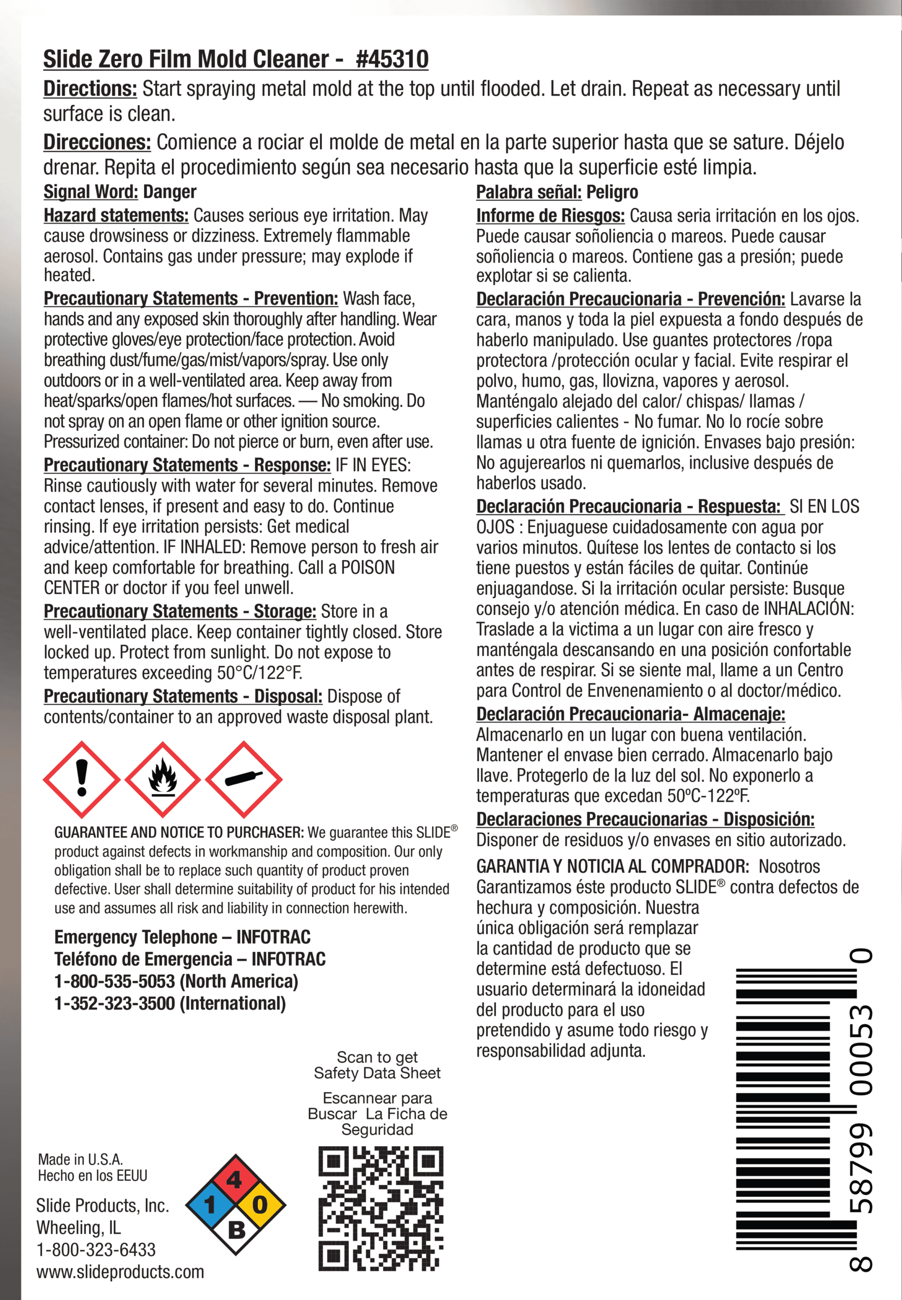 SLIDE® 45310 Zero Film Mold Cleaner
